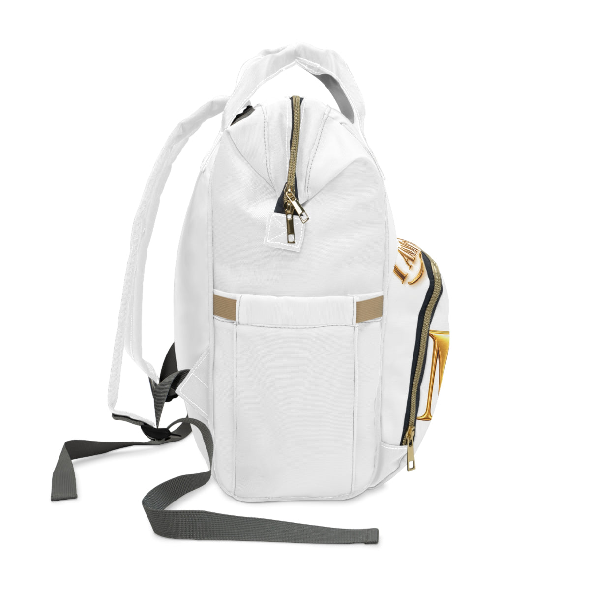 Diaper Backpack — Luxury Gold "My Sister's Keeper" Monogram