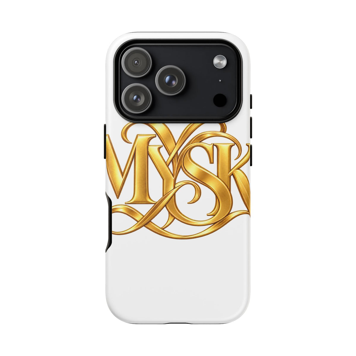 Gold Script Phone Case — 'MYSK' Elegant Monogram Tough Case