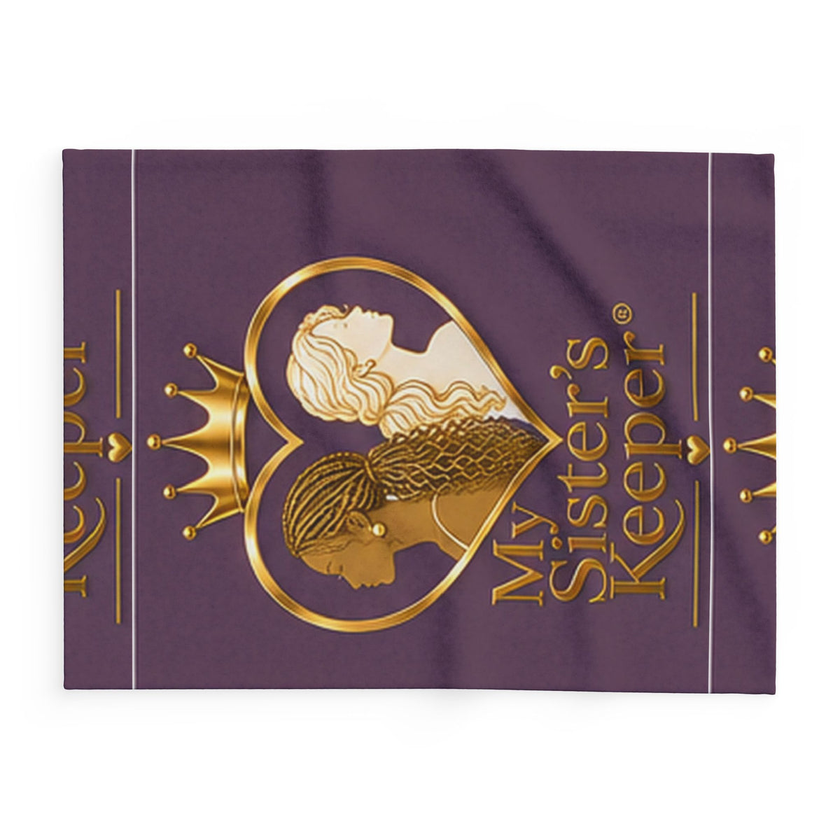 My Sister's Keeper Arctic Fleece Blanket — Purple Gold Heart Sisterhood Throw