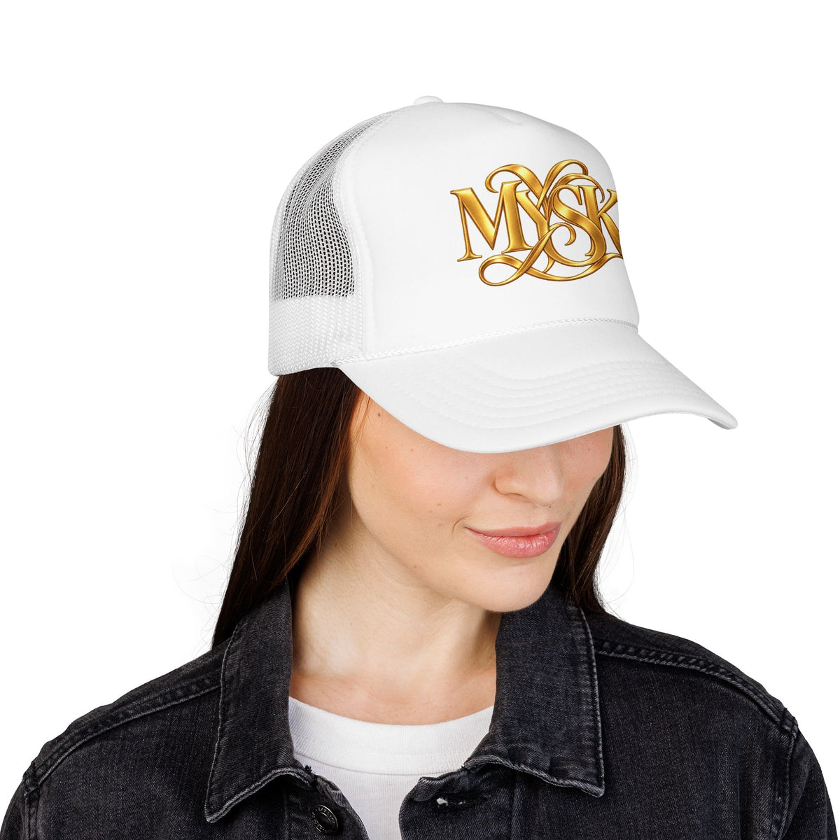 Gold Monogram Trucker Hat