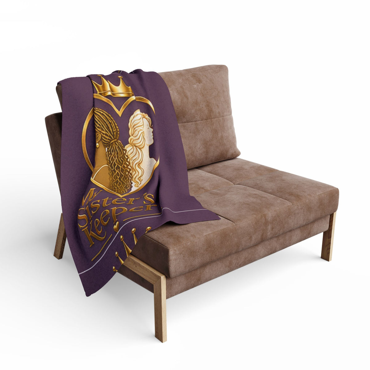 My Sister's Keeper Arctic Fleece Blanket — Purple Gold Heart Sisterhood Throw