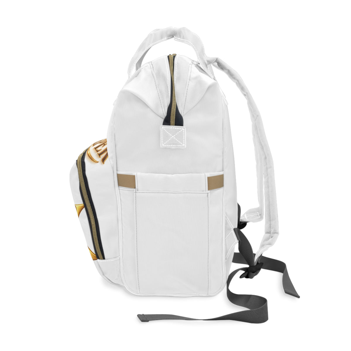 Diaper Backpack — Luxury Gold "My Sister's Keeper" Monogram
