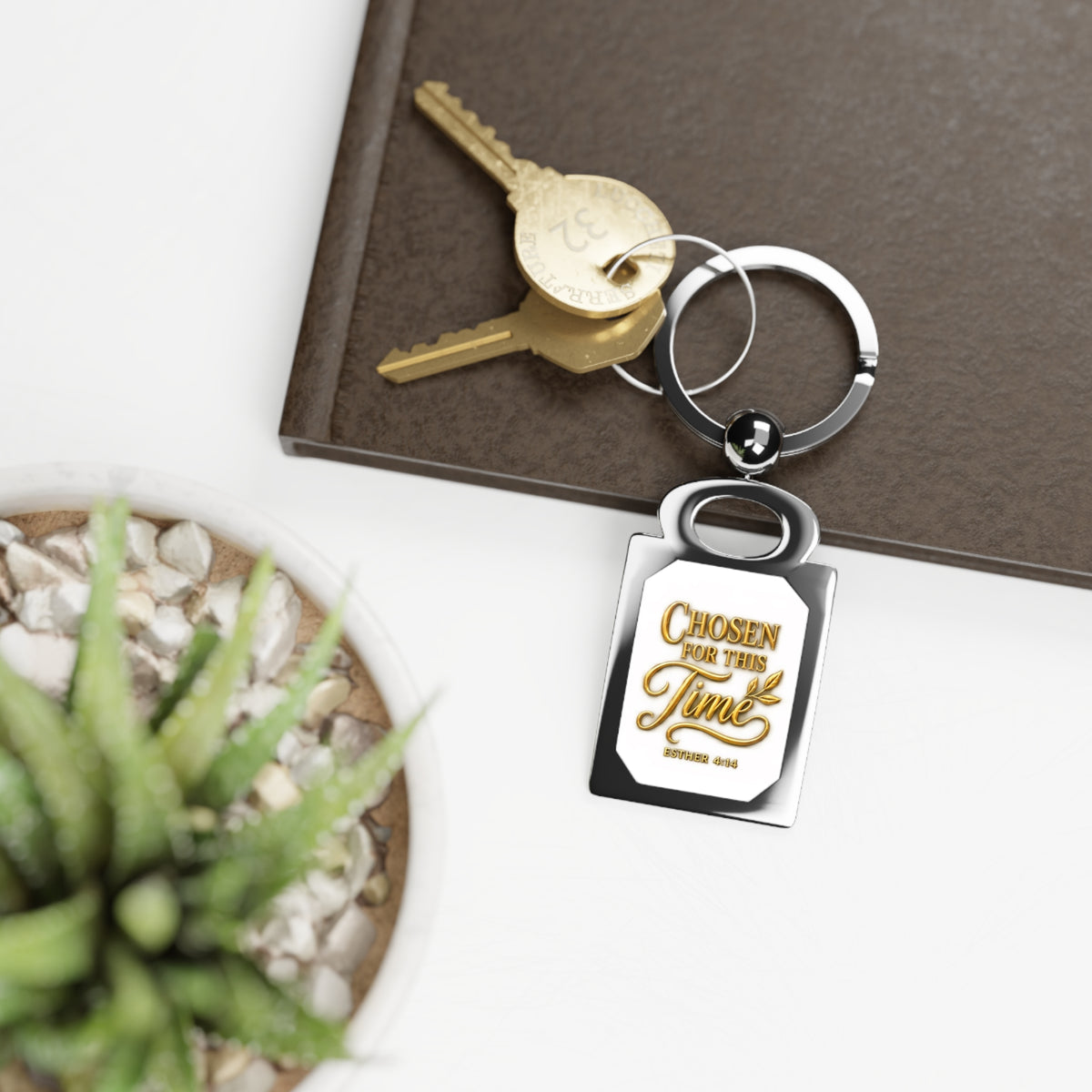 Rectangle Keyring — "Chosen for This Time" Inspirational Photo Keychain