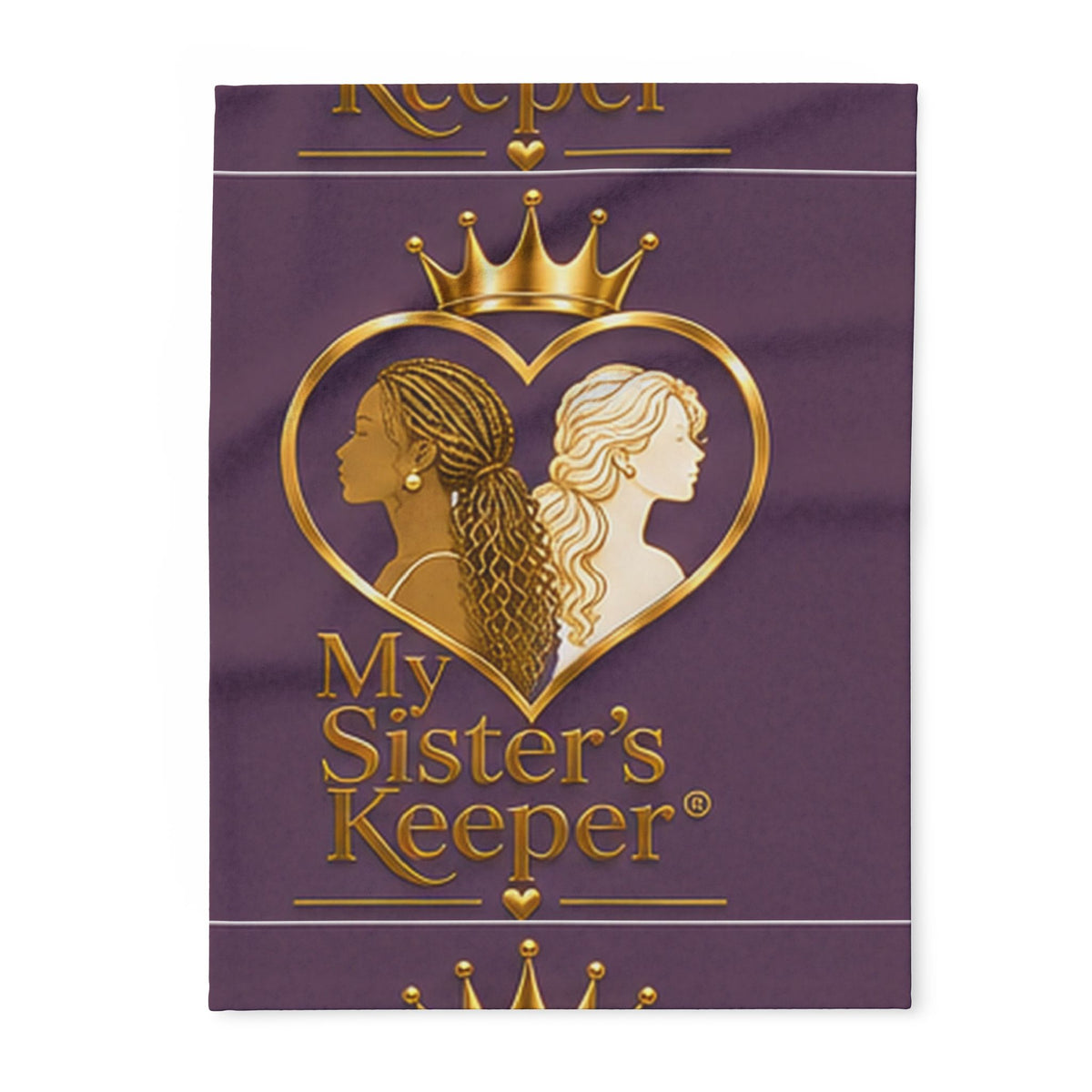 My Sister's Keeper Arctic Fleece Blanket — Purple Gold Heart Sisterhood Throw