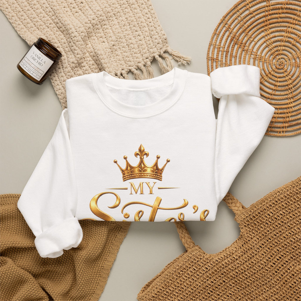 My Sister’s Keeper Gold Script Crewneck